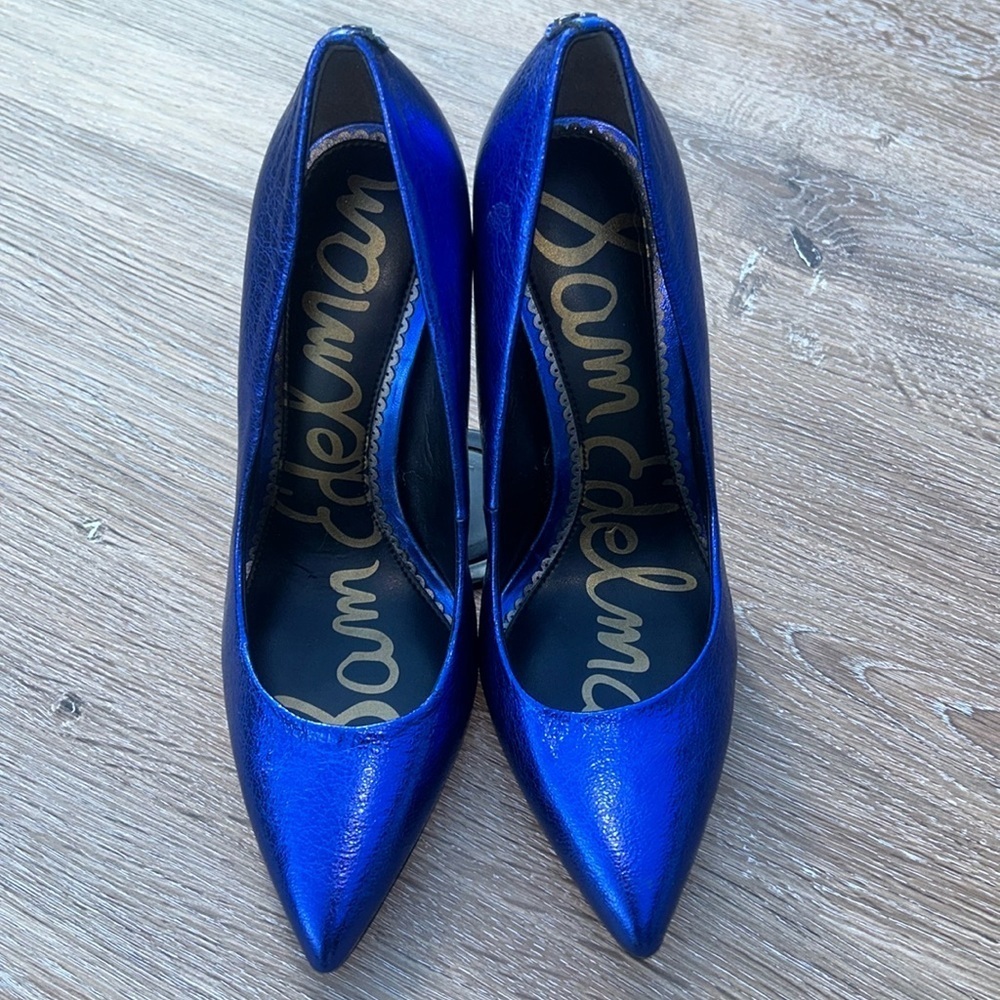 Sam Edelman Sapphire BlueTextured  Leather Heels Women’s 6.5 M